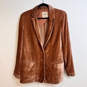 Garage Nouveau Velvet Blazer Womens Size 3 Mauve Pink Silk Blend Made In Italy